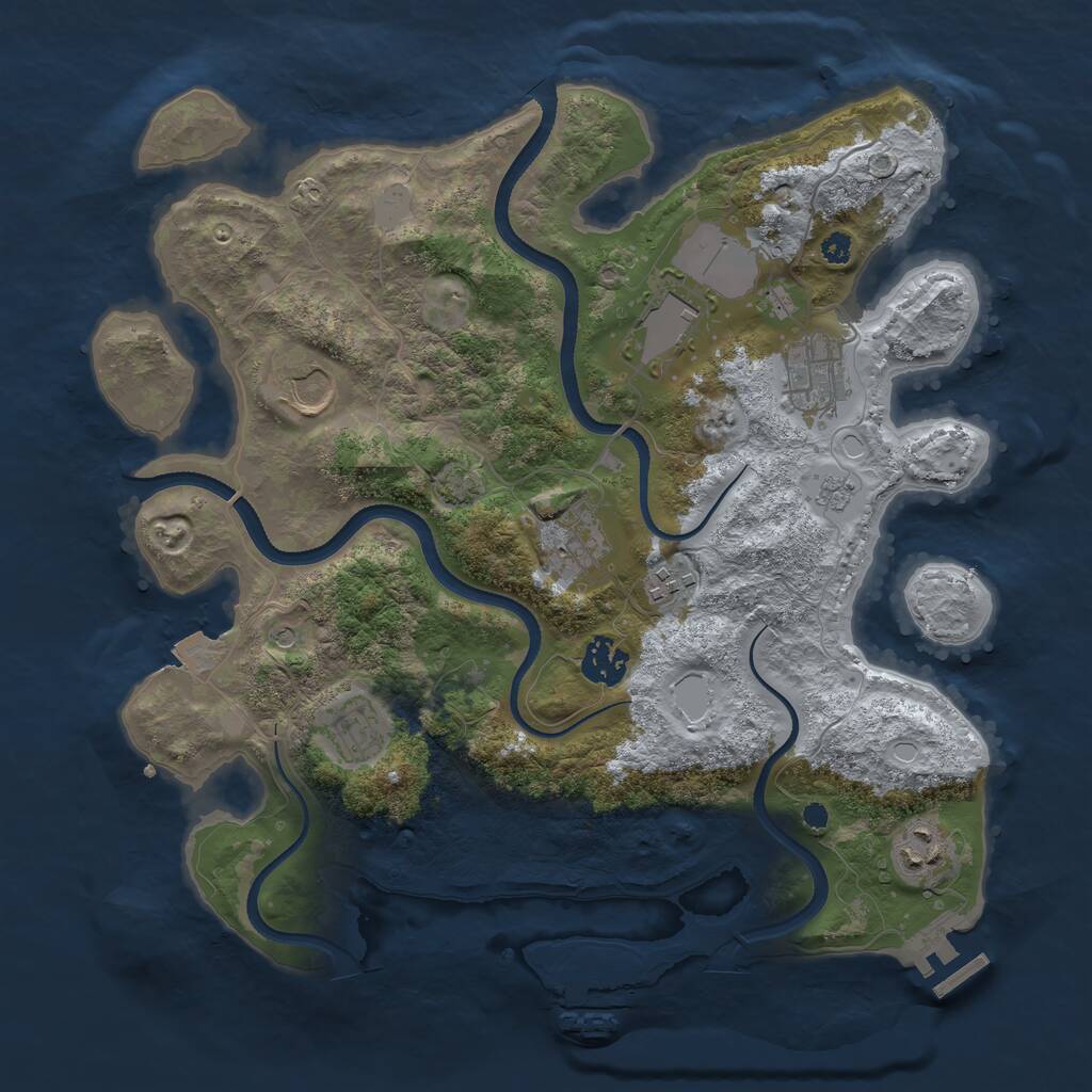 Rust Map: Procedural Map, Size: 3500, Seed: 25216413, 14 Monuments