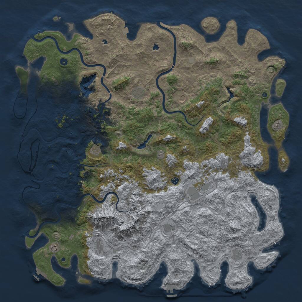 Rust Map: Procedural Map, Size: 6000, Seed: 332316089, 17 Monuments