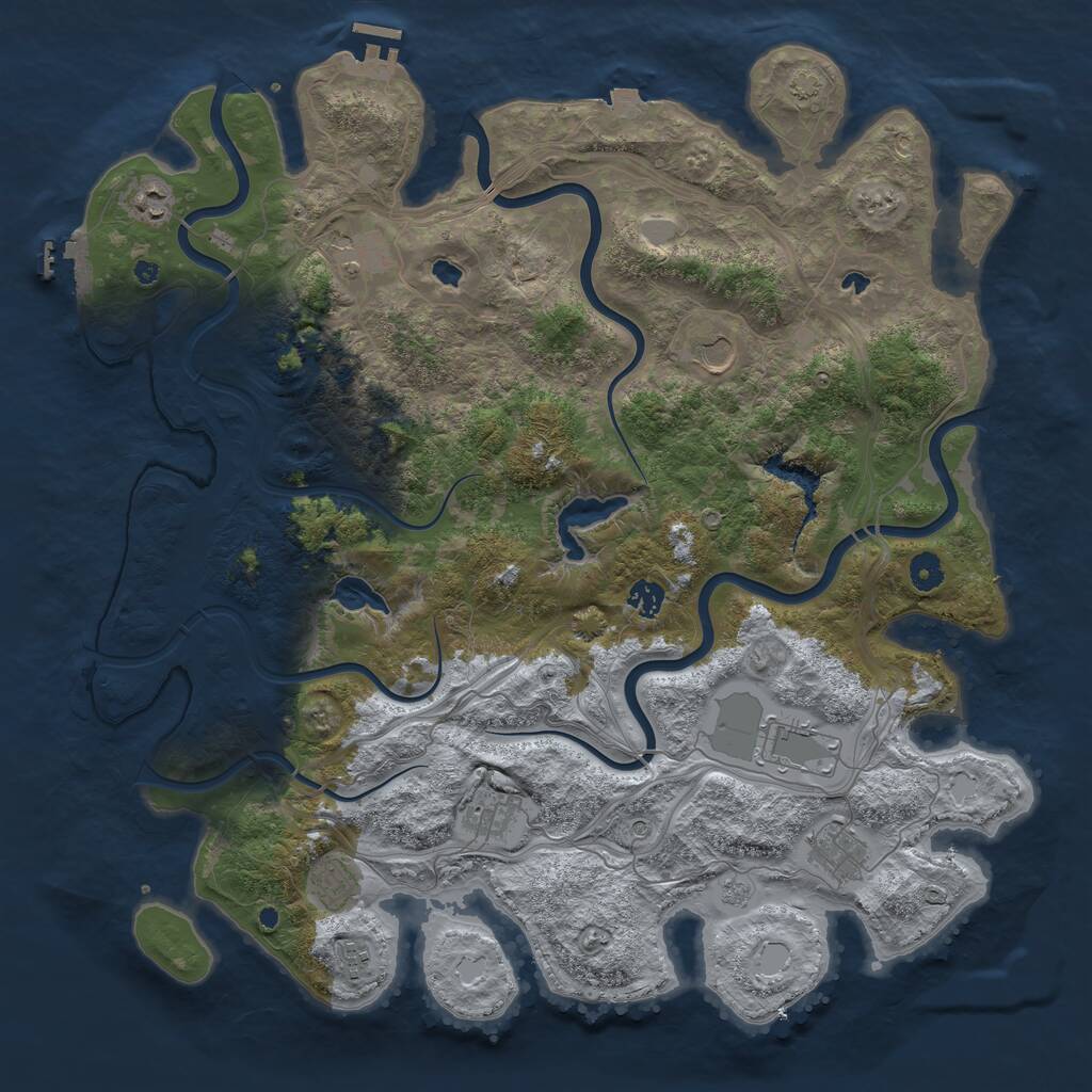Rust Map: Procedural Map, Size: 4500, Seed: 2084404205, 15 Monuments