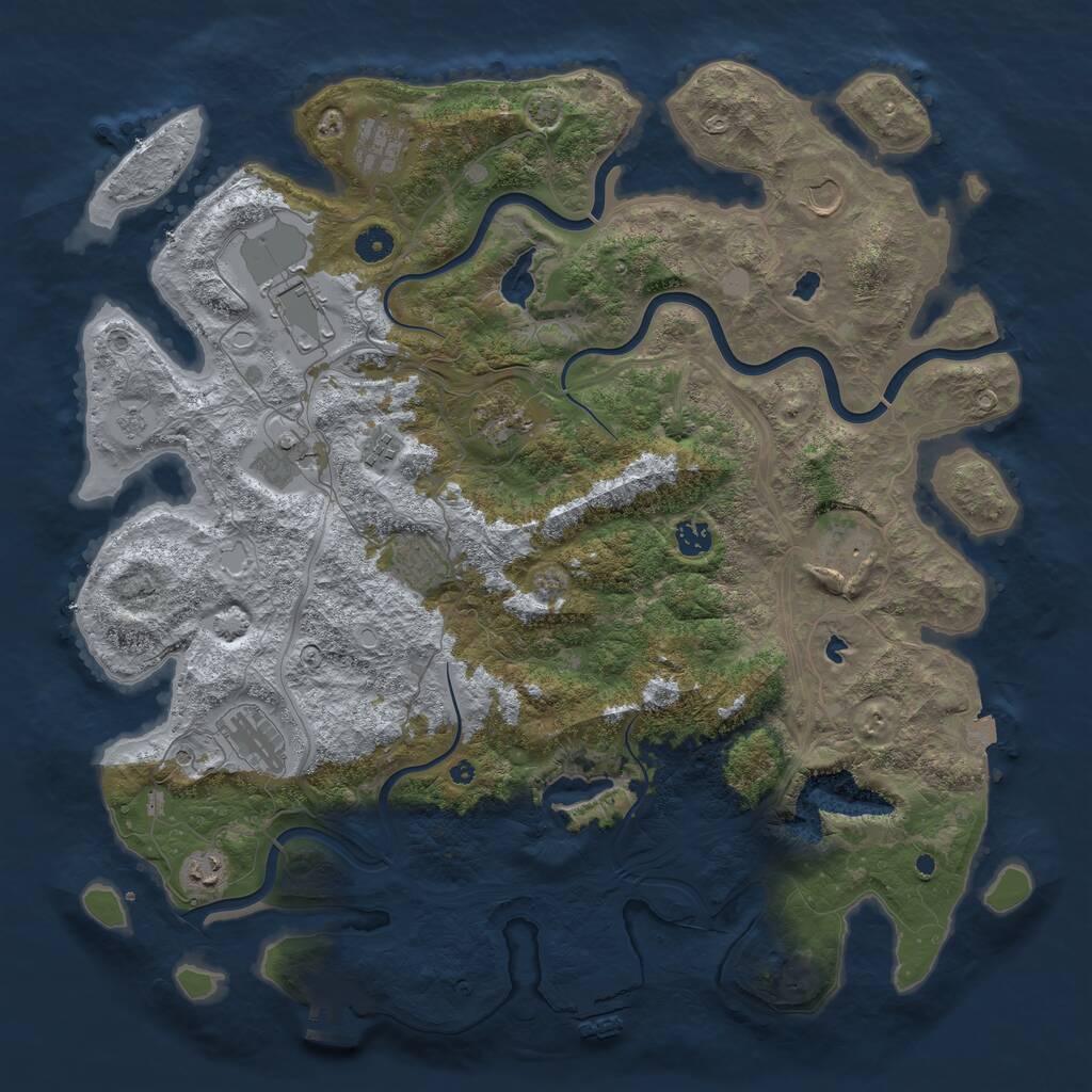 Rust Map: Procedural Map, Size: 4500, Seed: 1320514553, 17 Monuments