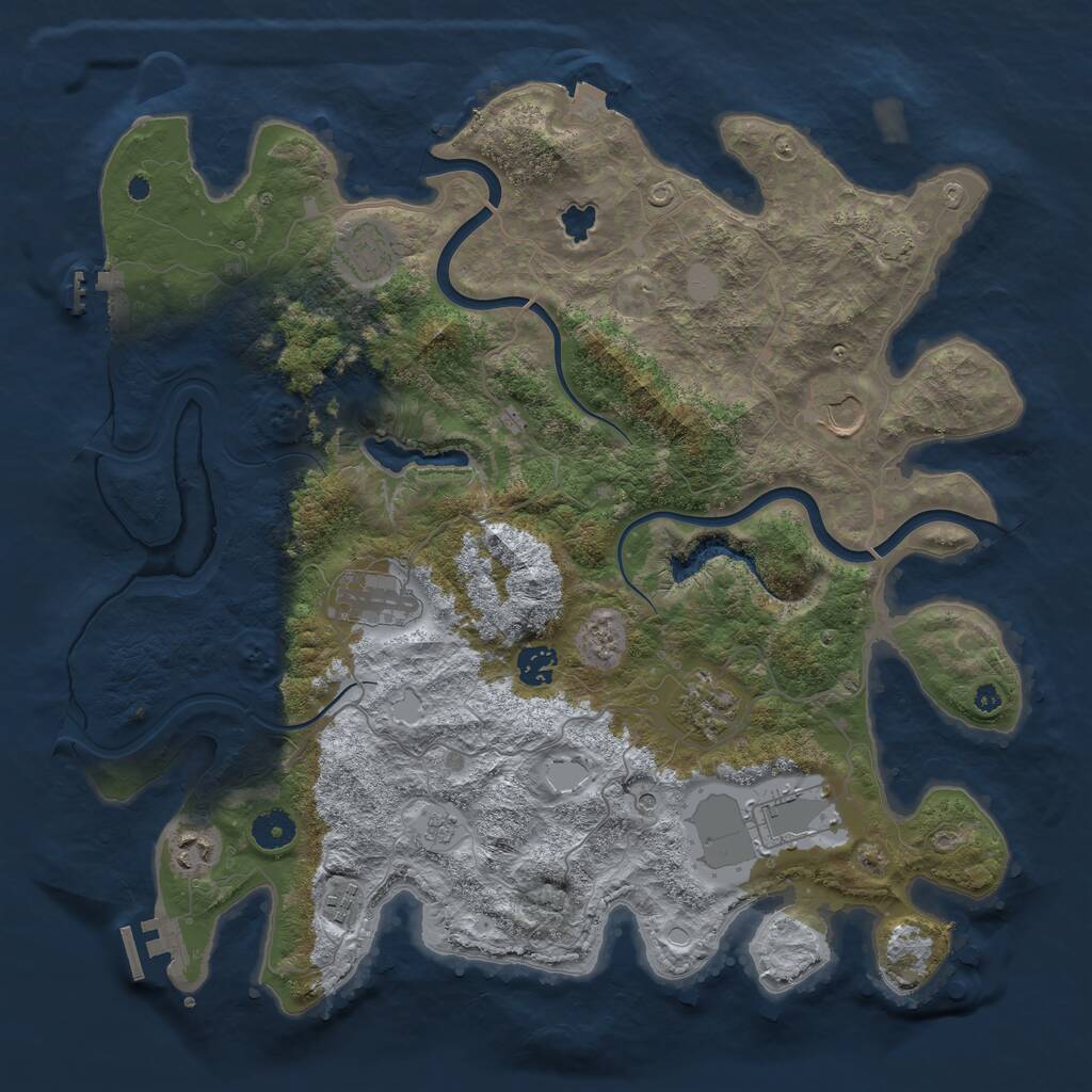 Rust Map: Procedural Map, Size: 4000, Seed: 961551343, 14 Monuments