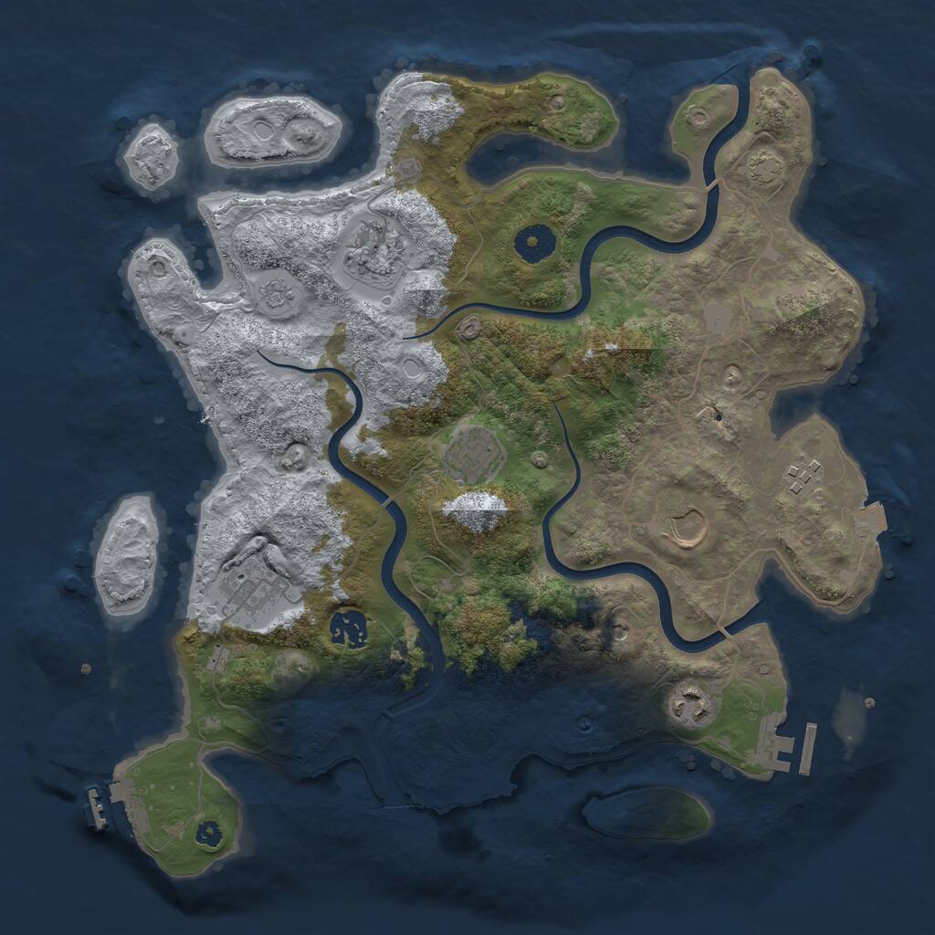 Rust Map: Procedural Map, Size: 3600, Seed: 50005, 13 Monuments