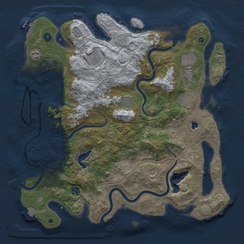 Rust Map: Procedural Map, Size: 4250, Seed: 371784043, 14 Monuments