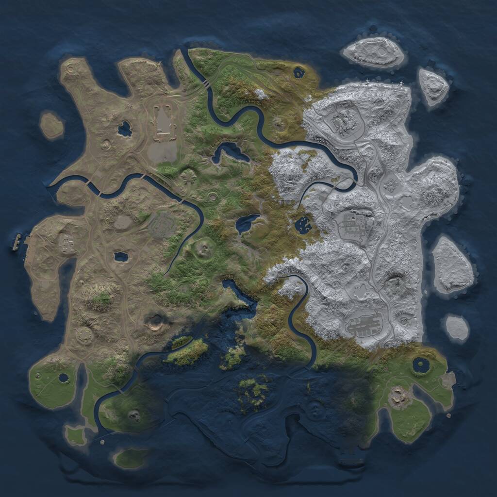 Rust Map: Procedural Map, Size: 4500, Seed: 711097330, 15 Monuments