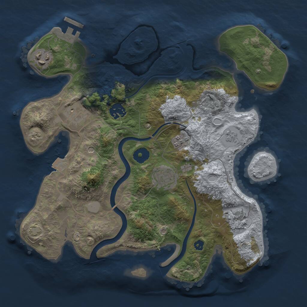 Rust Map: Procedural Map, Size: 3000, Seed: 1907020664, 11 Monuments