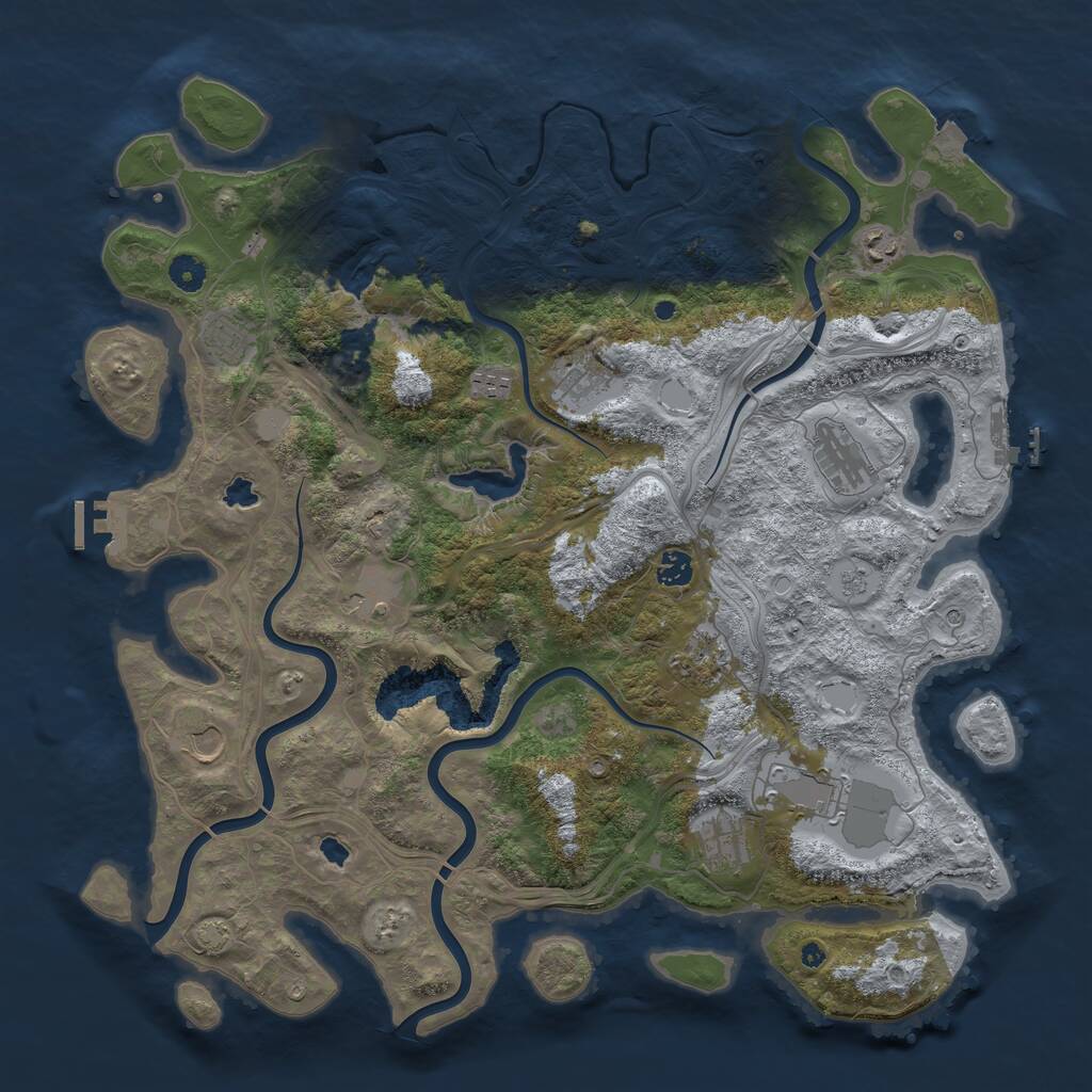 Rust Map: Procedural Map, Size: 4500, Seed: 408082842, 17 Monuments