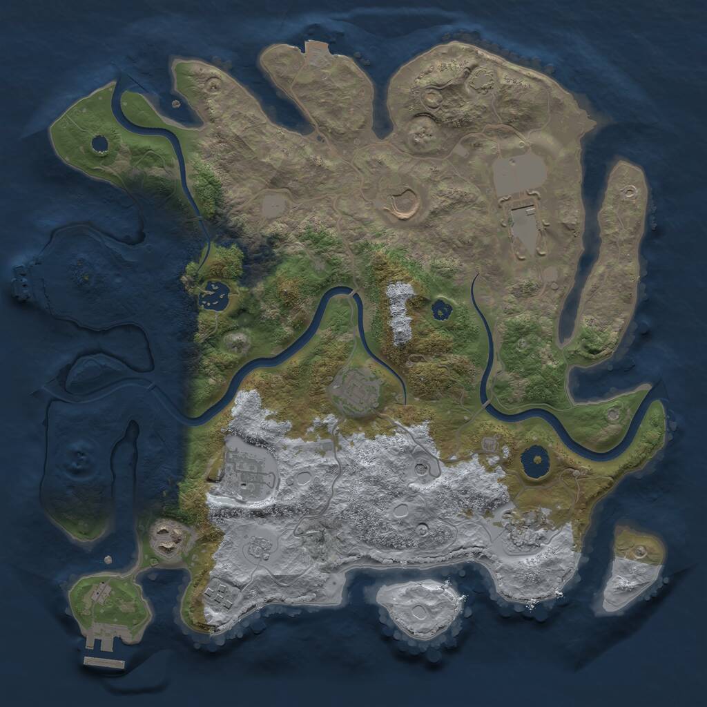 Rust Map: Procedural Map, Size: 3500, Seed: 1259501021, 14 Monuments