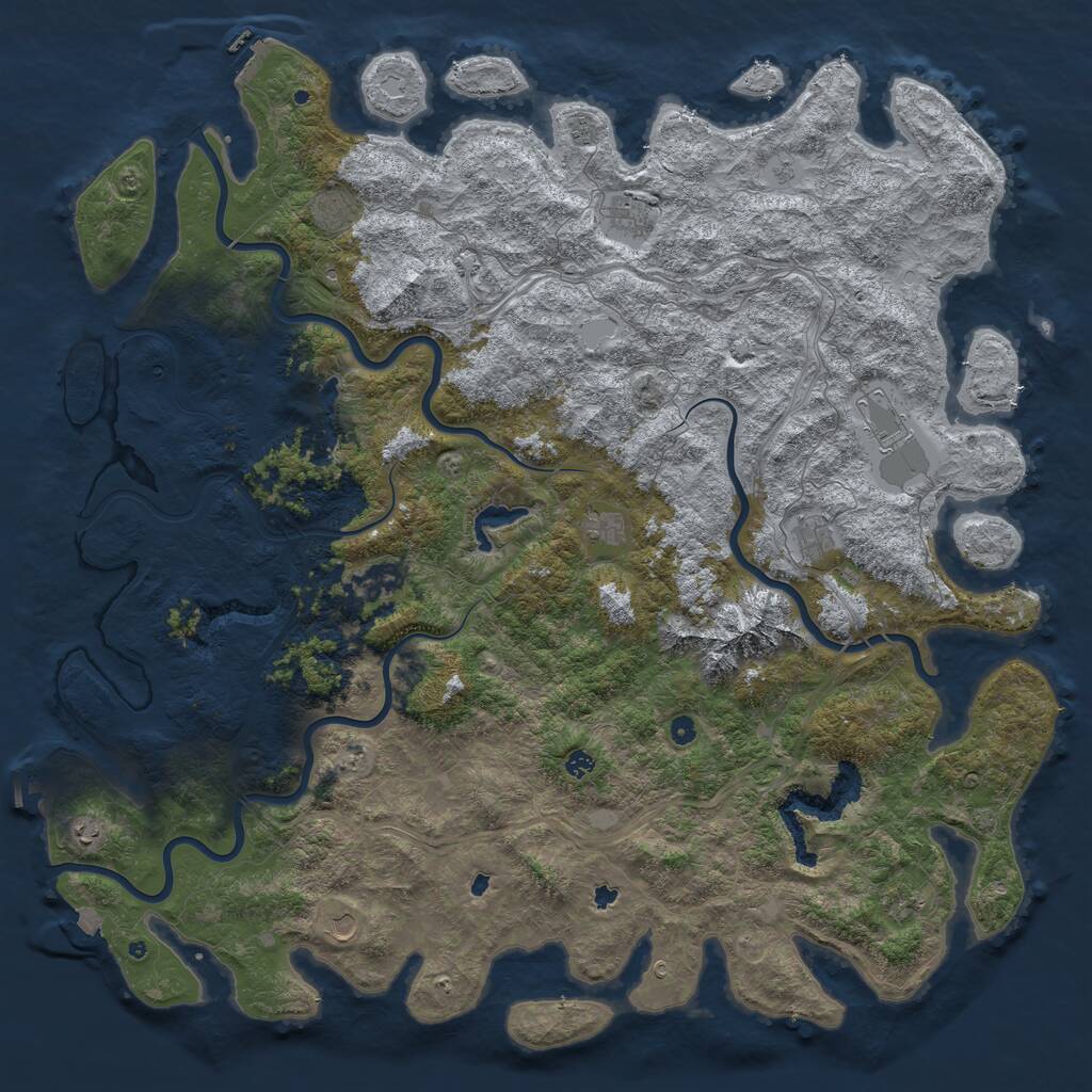 Rust Map: Procedural Map, Size: 6000, Seed: 36393919, 17 Monuments