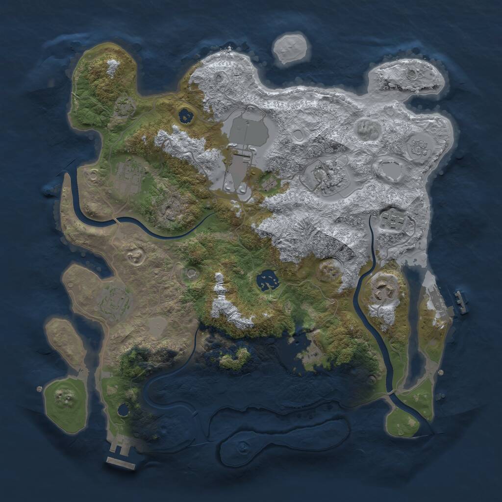 Rust Map: Procedural Map, Size: 3500, Seed: 641784392, 14 Monuments