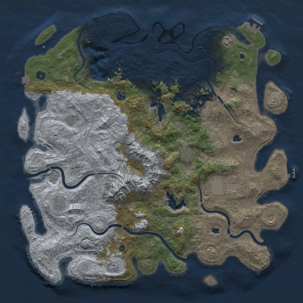 Rust Map: Procedural Map, Size: 5000, Seed: 917491333, 16 Monuments