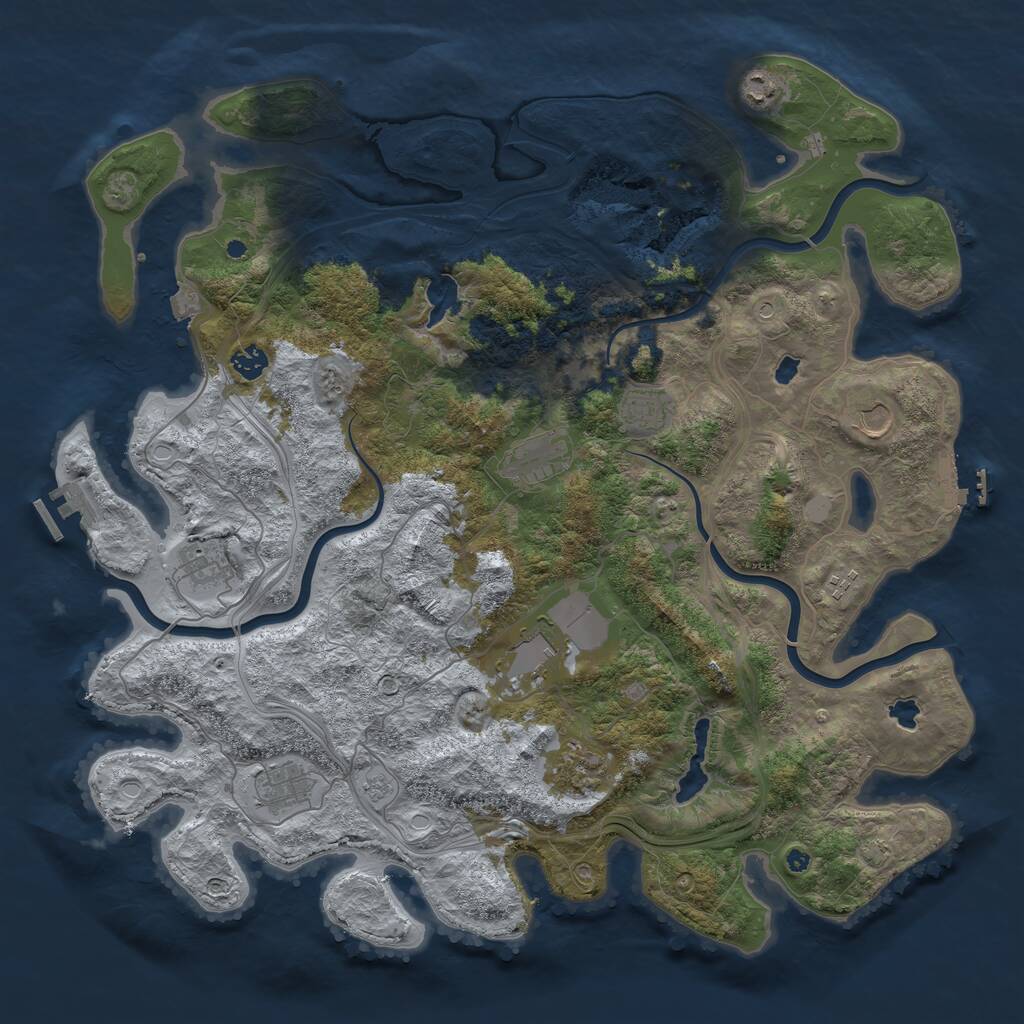 Rust Map: Procedural Map, Size: 4500, Seed: 677560711, 16 Monuments
