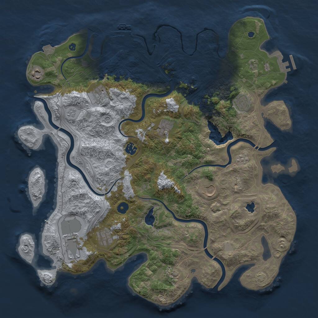 Rust Map: Procedural Map, Size: 4250, Seed: 550506387, 16 Monuments