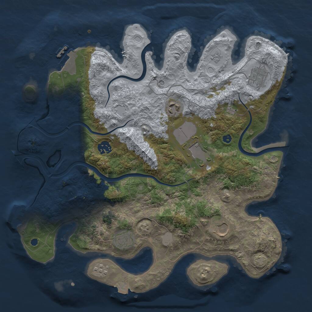 Rust Map: Procedural Map, Size: 3500, Seed: 1816644132, 13 Monuments