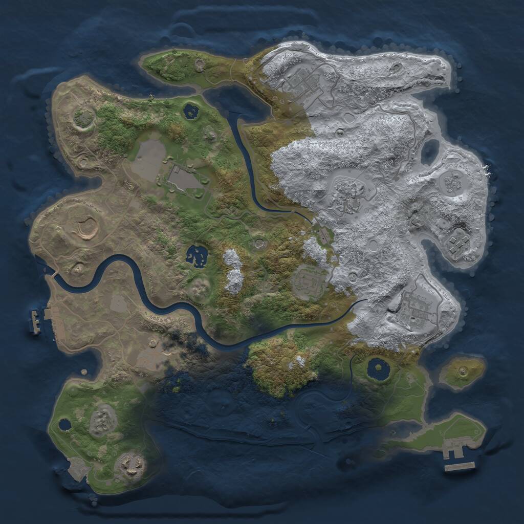Rust Map: Procedural Map, Size: 3500, Seed: 1235809664, 16 Monuments