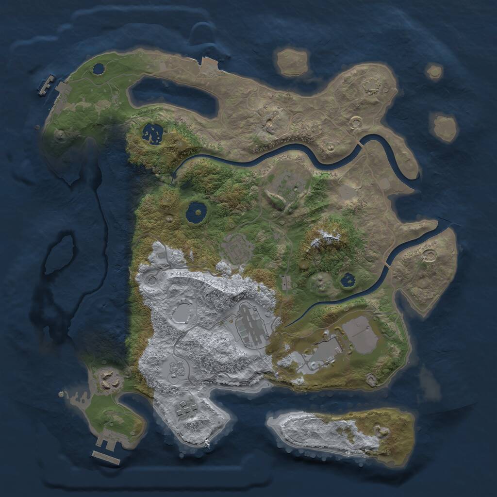 Rust Map: Procedural Map, Size: 3500, Seed: 228108, 13 Monuments