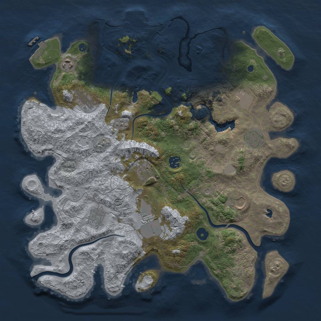 Rust Map: Procedural Map, Size: 4000, Seed: 174252333, 16 Monuments