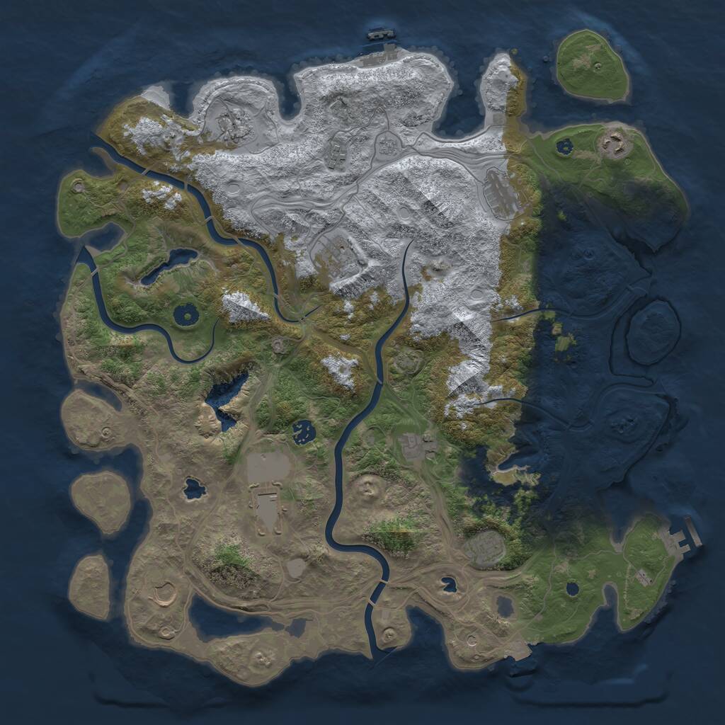 Rust Map: Procedural Map, Size: 4500, Seed: 2142852732, 16 Monuments