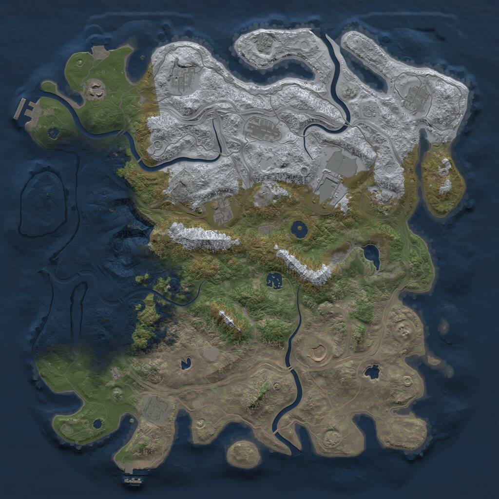 Rust Map: Procedural Map, Size: 4500, Seed: 1394139198, 17 Monuments