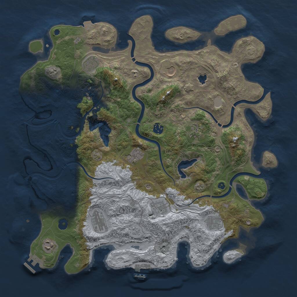 Rust Map: Procedural Map, Size: 4250, Seed: 1400975986, 16 Monuments