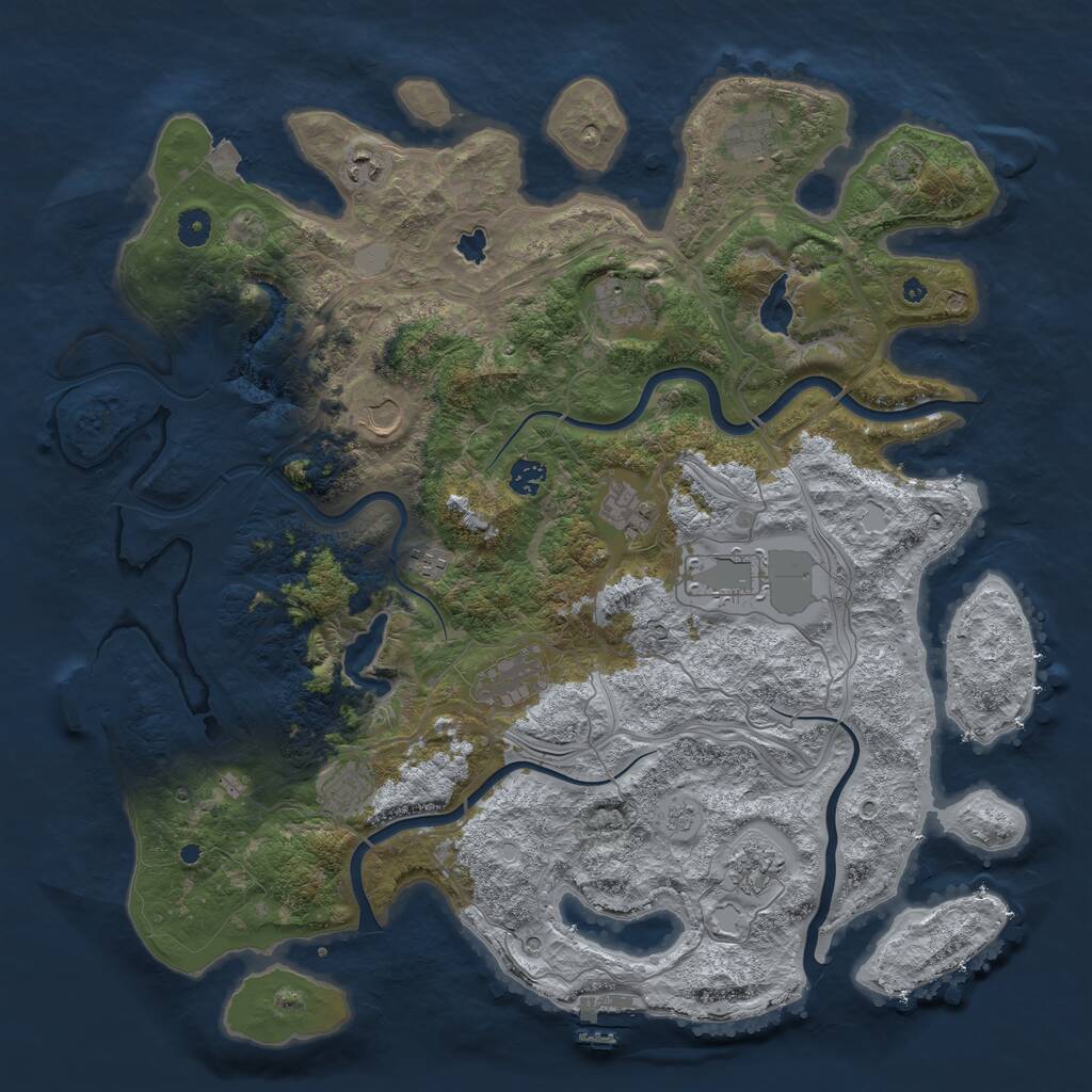 Rust Map: Procedural Map, Size: 4500, Seed: 431234055, 17 Monuments