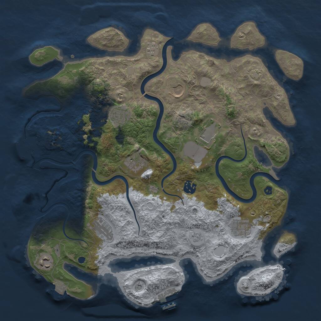 Rust Map: Procedural Map, Size: 3700, Seed: 540267212, 15 Monuments