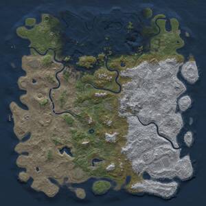 Thumbnail Rust Map: Procedural Map, Size: 6000, Seed: 1104449450, 17 Monuments