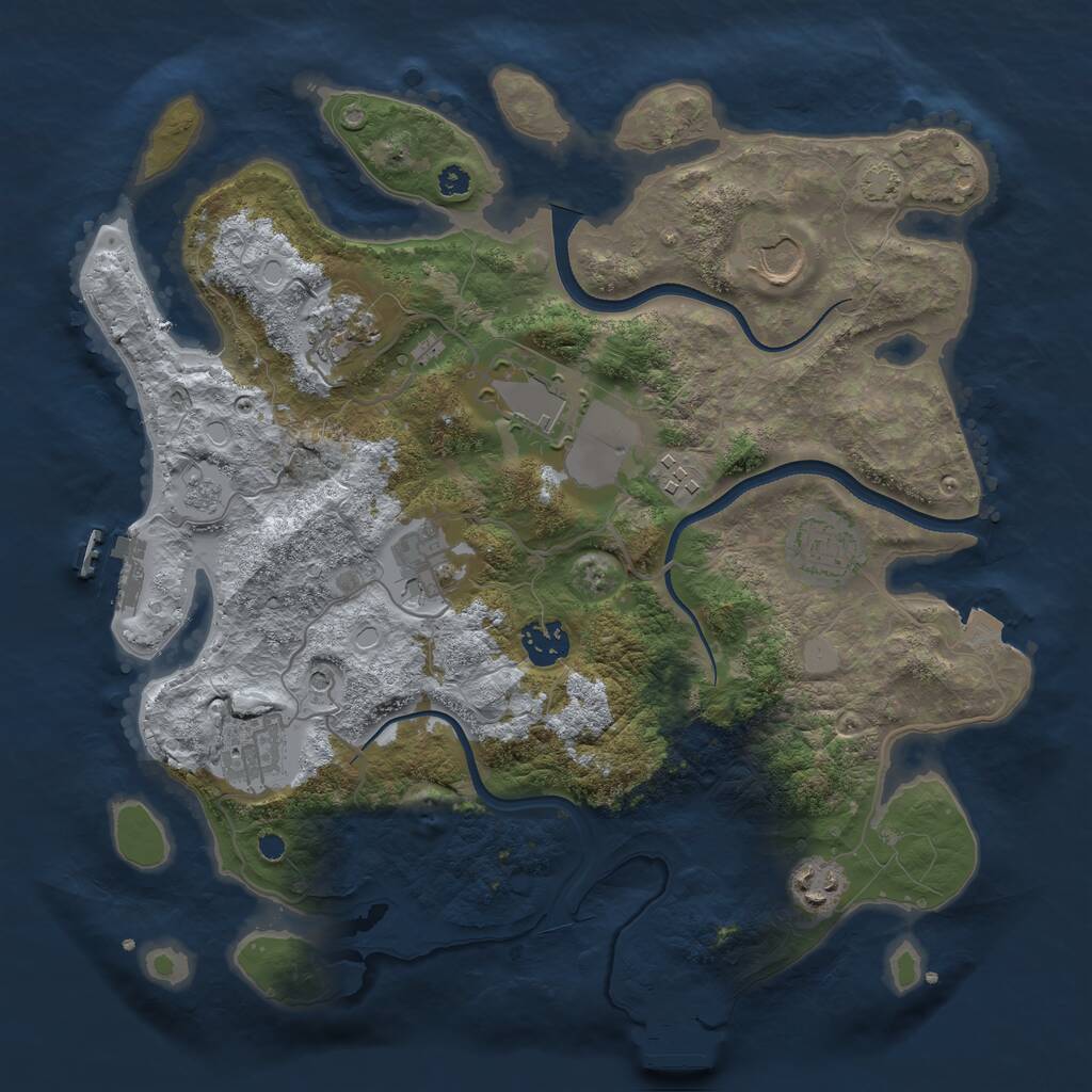 Rust Map: Procedural Map, Size: 3500, Seed: 1786042848, 15 Monuments