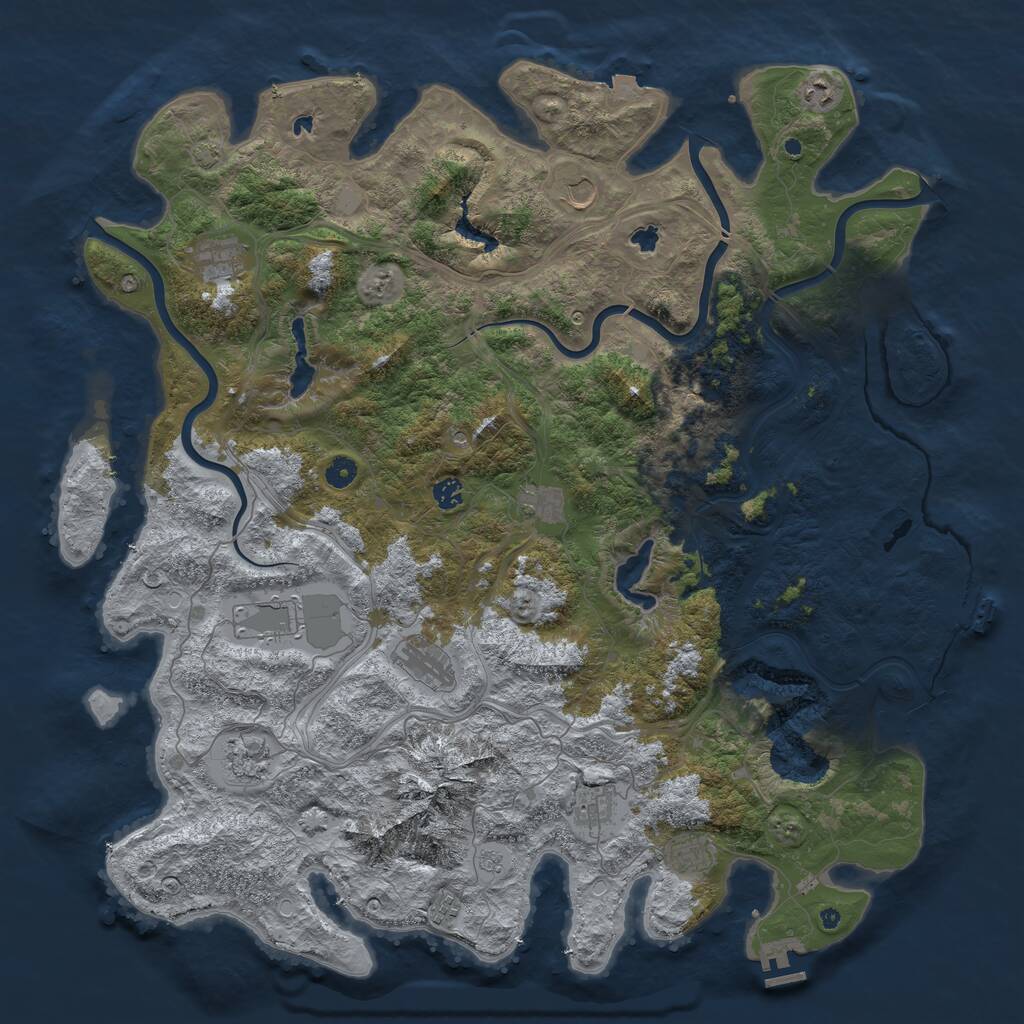 Rust Map: Procedural Map, Size: 5000, Seed: 56043874, 17 Monuments