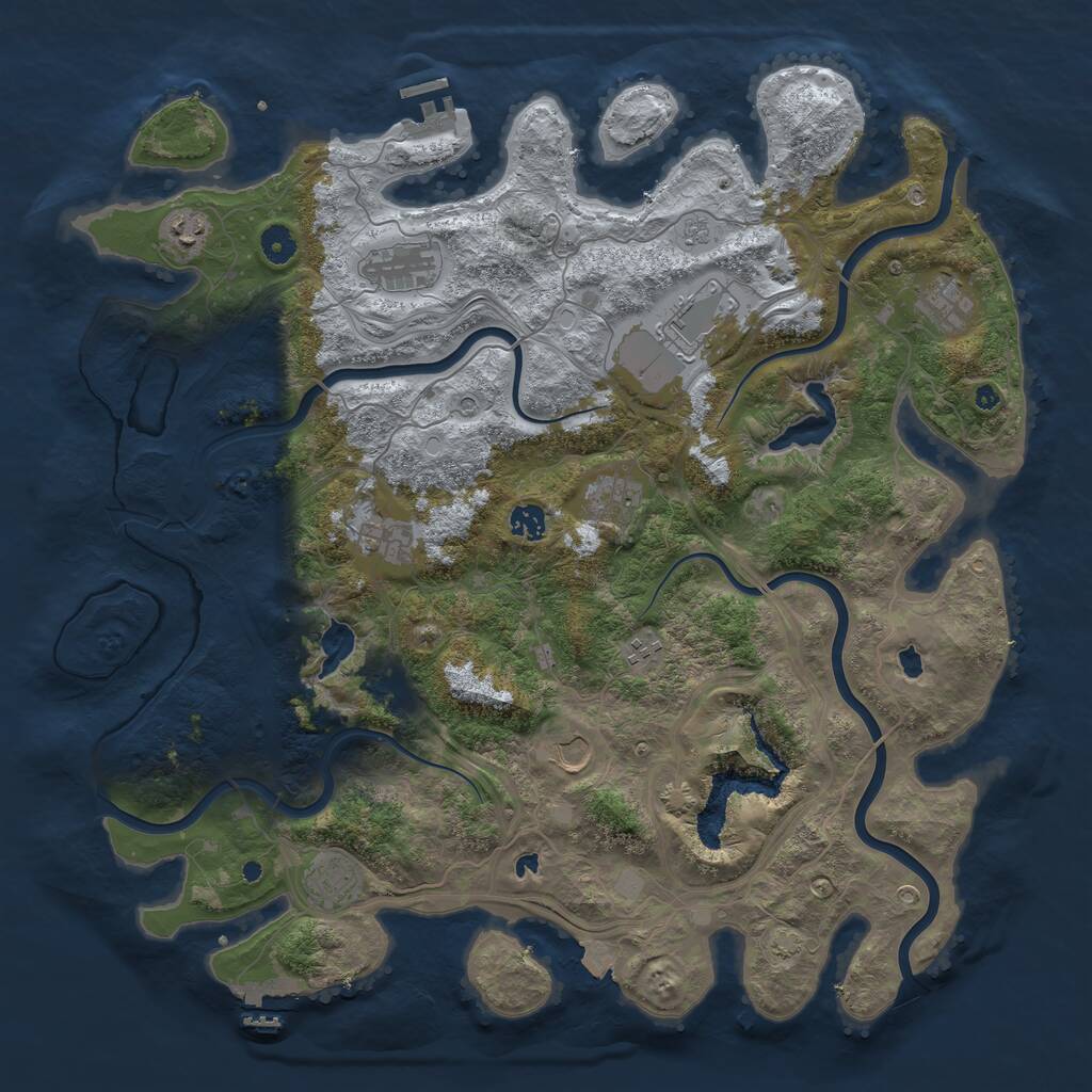 Rust Map: Procedural Map, Size: 4500, Seed: 57899251, 16 Monuments