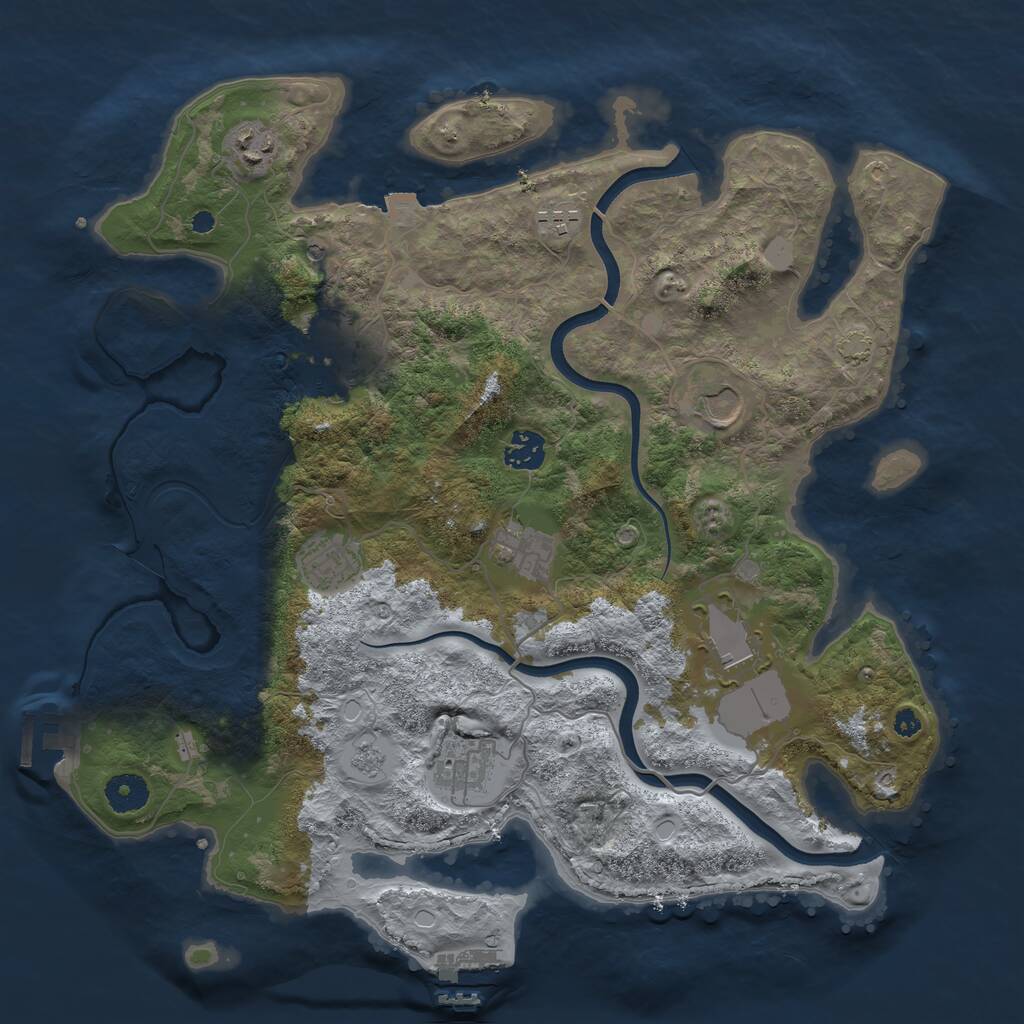 Rust Map: Procedural Map, Size: 3750, Seed: 1909448595, 15 Monuments