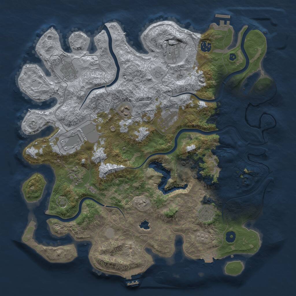 Rust Map: Procedural Map, Size: 4050, Seed: 1565367245, 15 Monuments