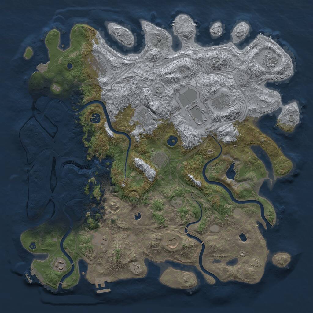 Rust Map: Procedural Map, Size: 4500, Seed: 1025409823, 17 Monuments