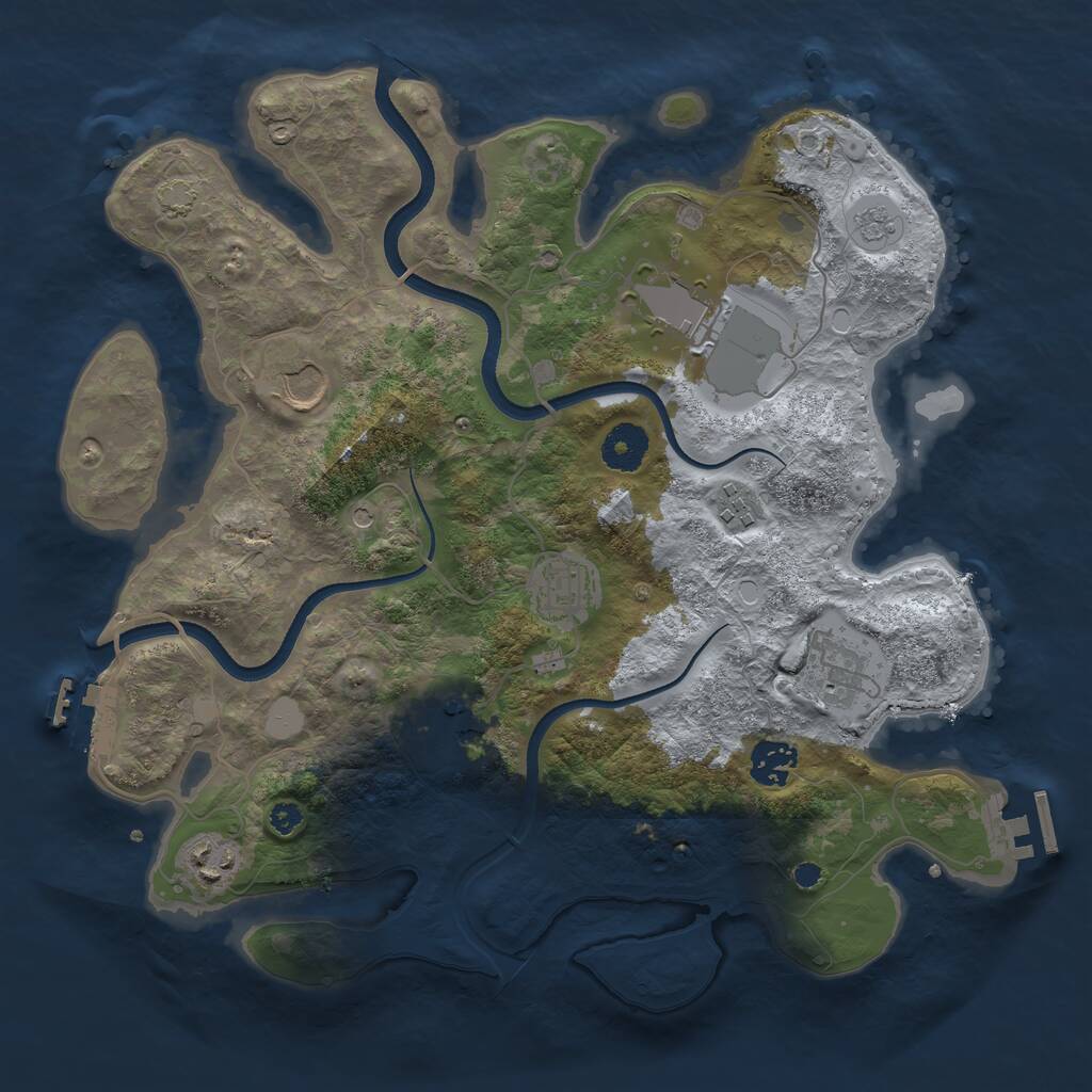 Rust Map: Procedural Map, Size: 3500, Seed: 269918682, 14 Monuments