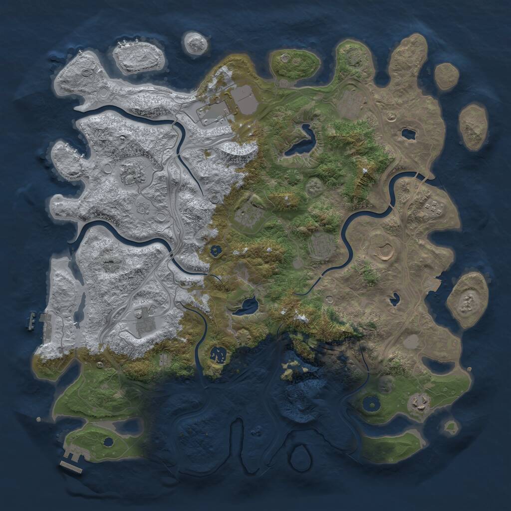 Rust Map: Procedural Map, Size: 4500, Seed: 1835403531, 16 Monuments