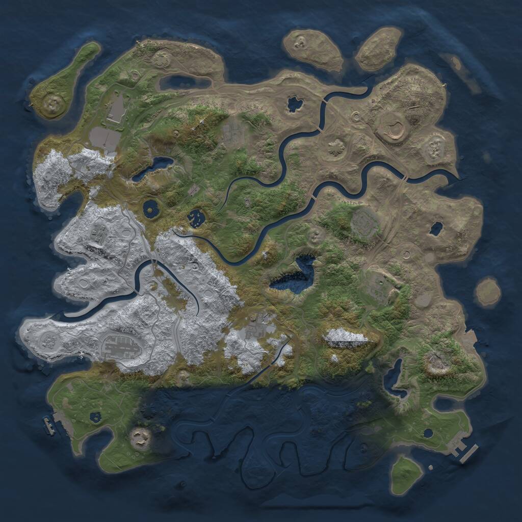 Rust Map: Procedural Map, Size: 4500, Seed: 1348023415, 16 Monuments