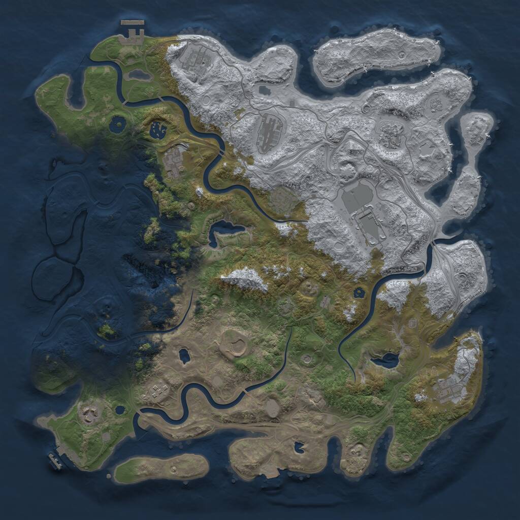 Rust Map: Procedural Map, Size: 4500, Seed: 1382816783, 17 Monuments