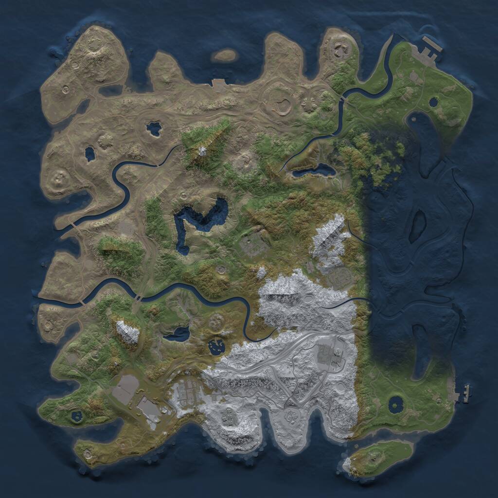 Rust Map: Procedural Map, Size: 4500, Seed: 865484556, 15 Monuments
