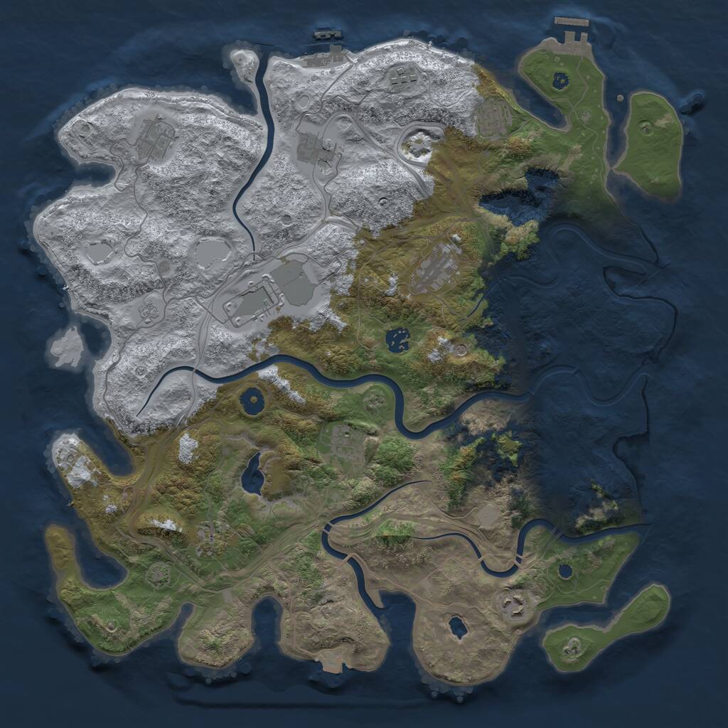 Rust Map: Procedural Map, Size: 4300, Seed: 84114655, 16 Monuments