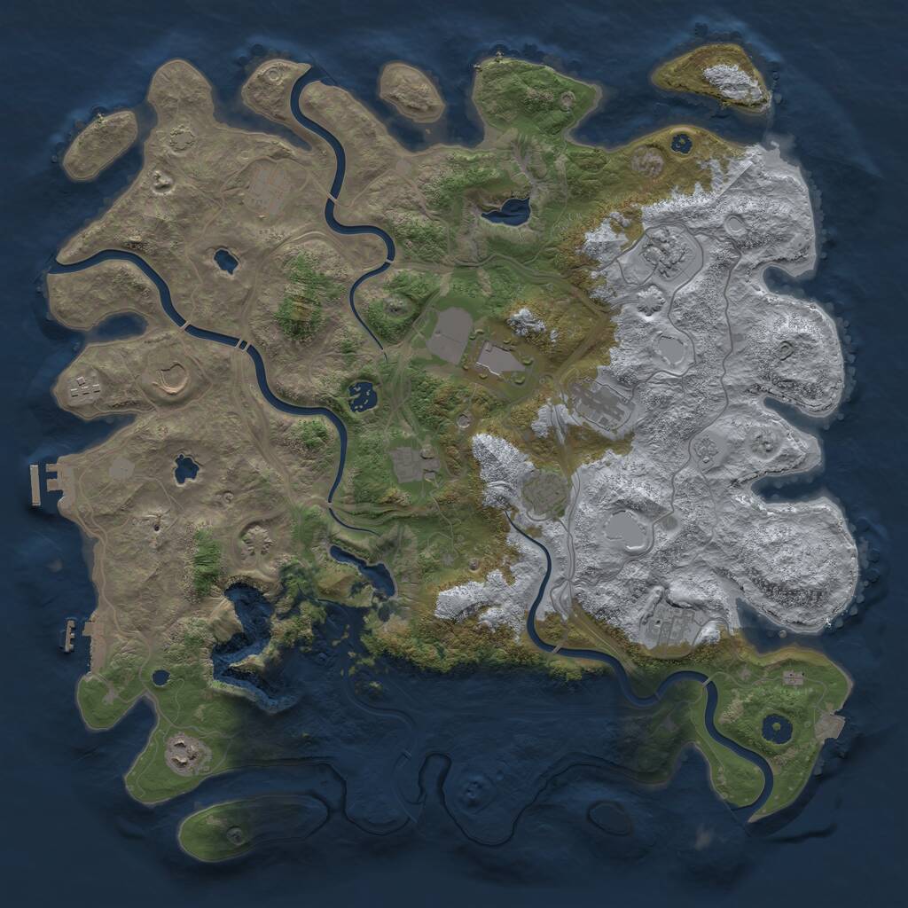 Rust Map: Procedural Map, Size: 4500, Seed: 216738351, 17 Monuments