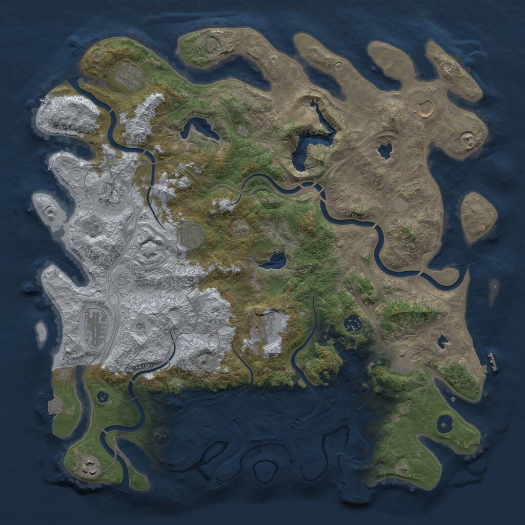 Rust Map: Procedural Map, Size: 4500, Seed: 211094854, 16 Monuments
