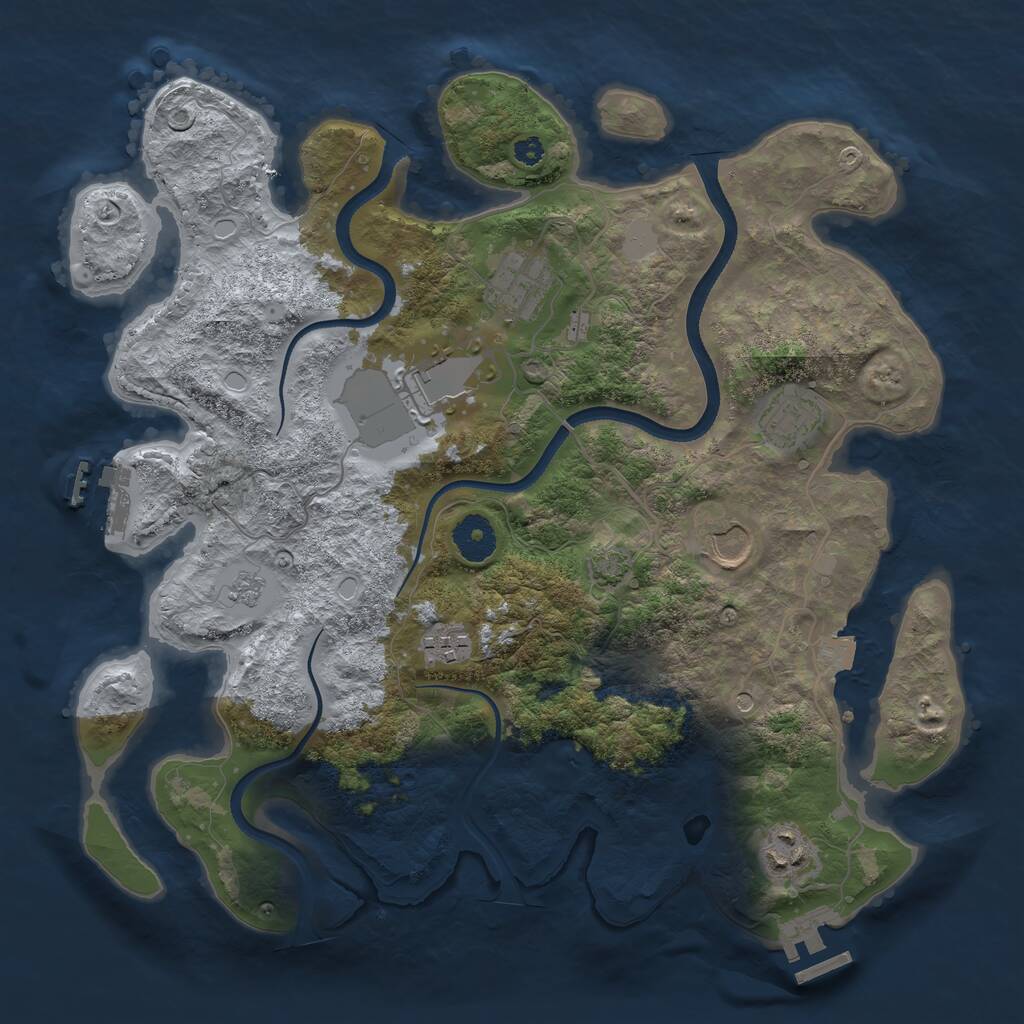 Rust Map: Procedural Map, Size: 3500, Seed: 3859740, 12 Monuments