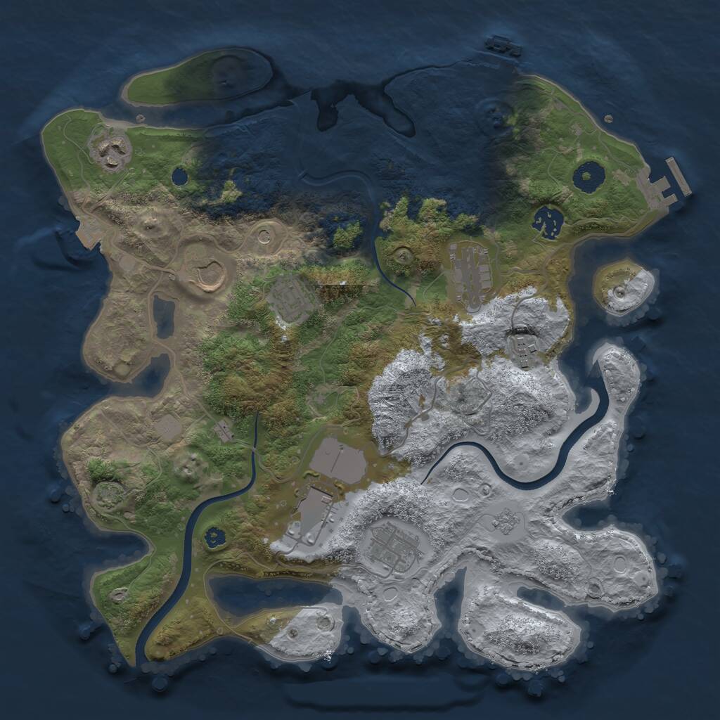 Rust Map: Procedural Map, Size: 3500, Seed: 1958972784, 14 Monuments