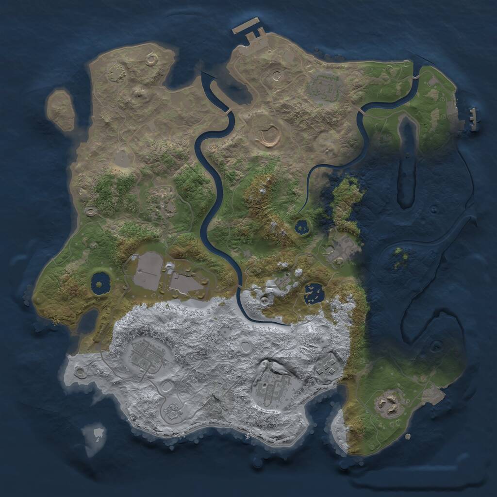 Rust Map: Procedural Map, Size: 3500, Seed: 781824380, 16 Monuments