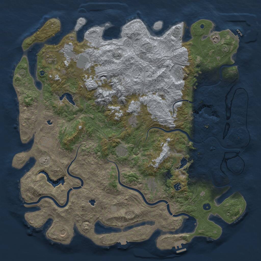 Rust Map: Procedural Map, Size: 5250, Seed: 2144708971, 17 Monuments