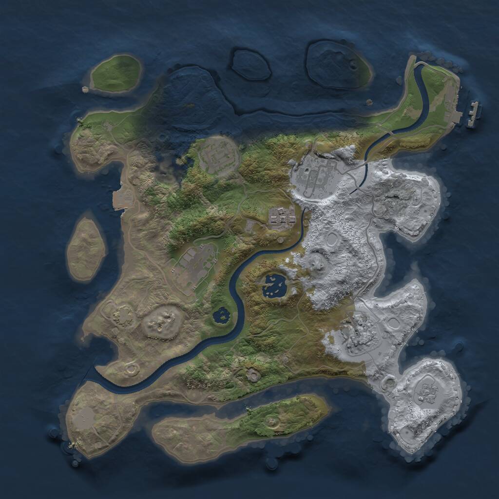Rust Map: Procedural Map, Size: 3000, Seed: 704007252, 10 Monuments