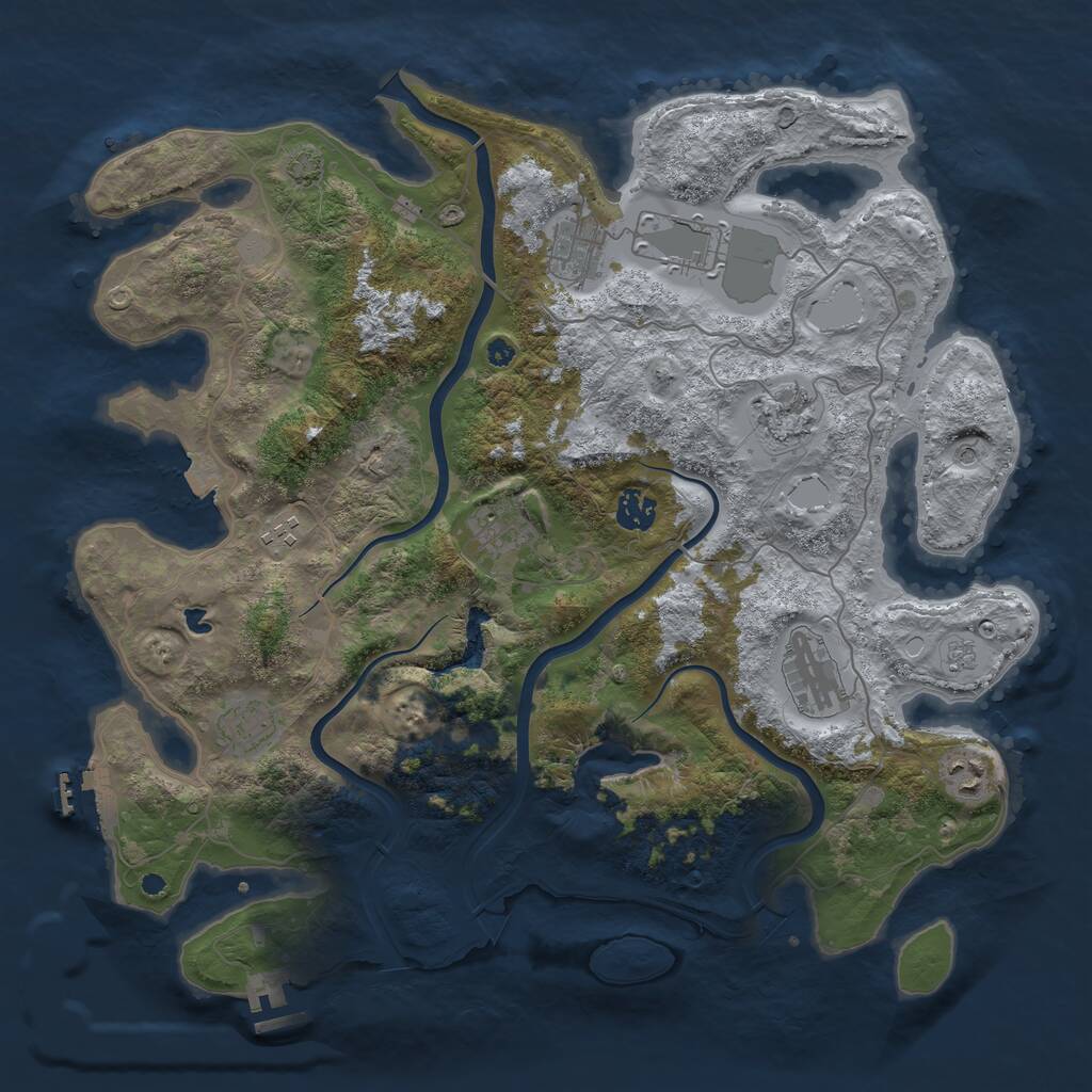 Rust Map: Procedural Map, Size: 4000, Seed: 1231750608, 15 Monuments