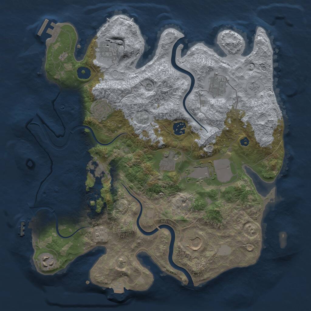 Rust Map: Procedural Map, Size: 3500, Seed: 597989827, 16 Monuments