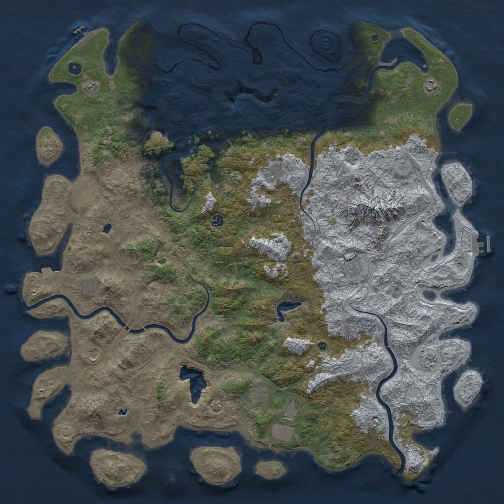 Rust Map: Procedural Map, Size: 6000, Seed: 44083560, 17 Monuments