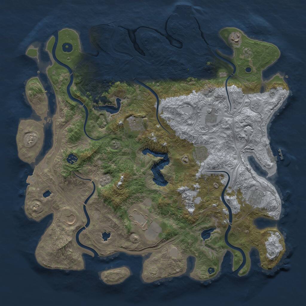 Rust Map: Procedural Map, Size: 4500, Seed: 336551237, 16 Monuments