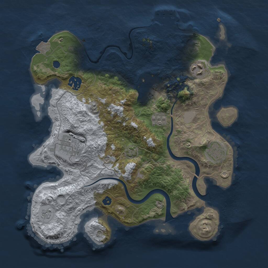 Rust Map: Procedural Map, Size: 3000, Seed: 1611659627, 11 Monuments
